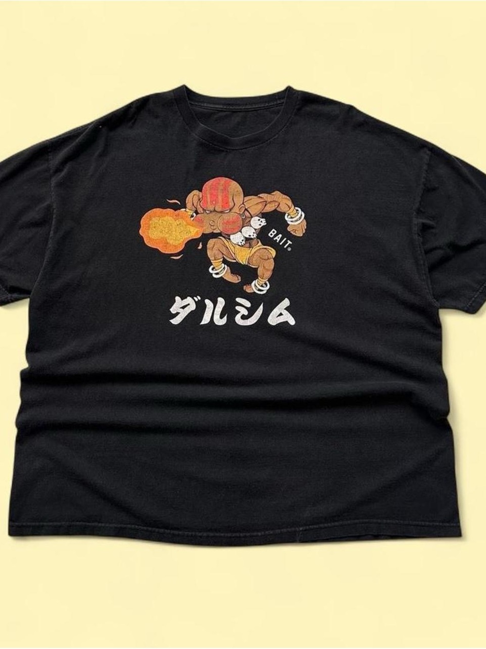 BAIT Streetfighter Dhalsim Graphic Black Tee with Flame Character Mens 2XL